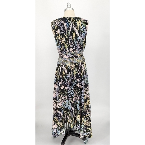 Calvin Klein Floral Asymmetrical Dress Black Pink 8 bohemian wedding party - Picture 2 of 7